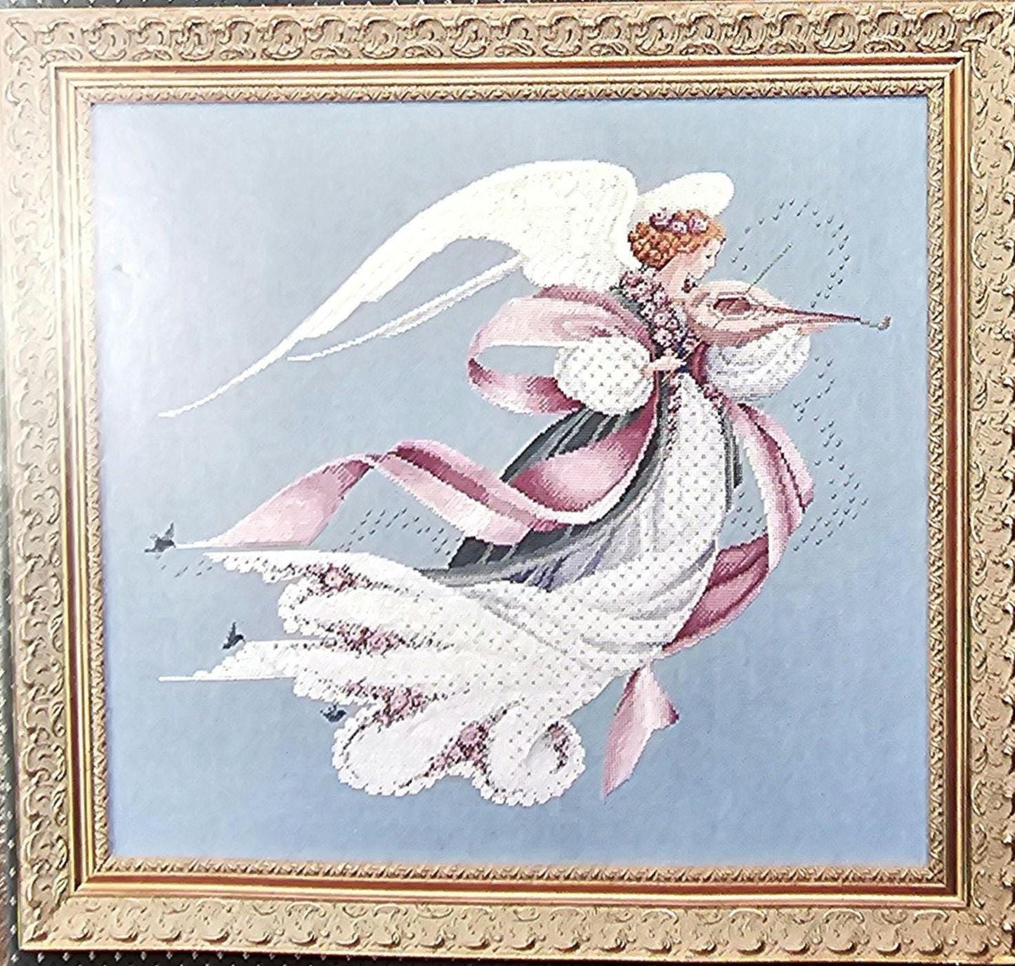 Angel of Spring Vintage Cross Stitch Pattern: Lavender and Lace