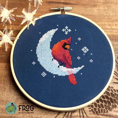 Ice Moon Cardinal by Fine Frog Stitching