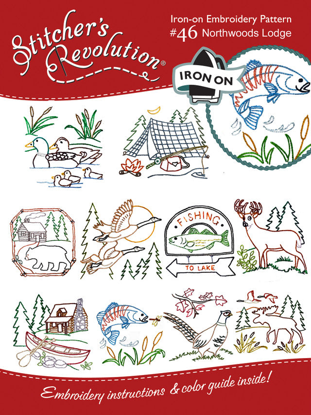 Stitchers Revolution Embroidery Transfer Pattern - Northwoods Lodge