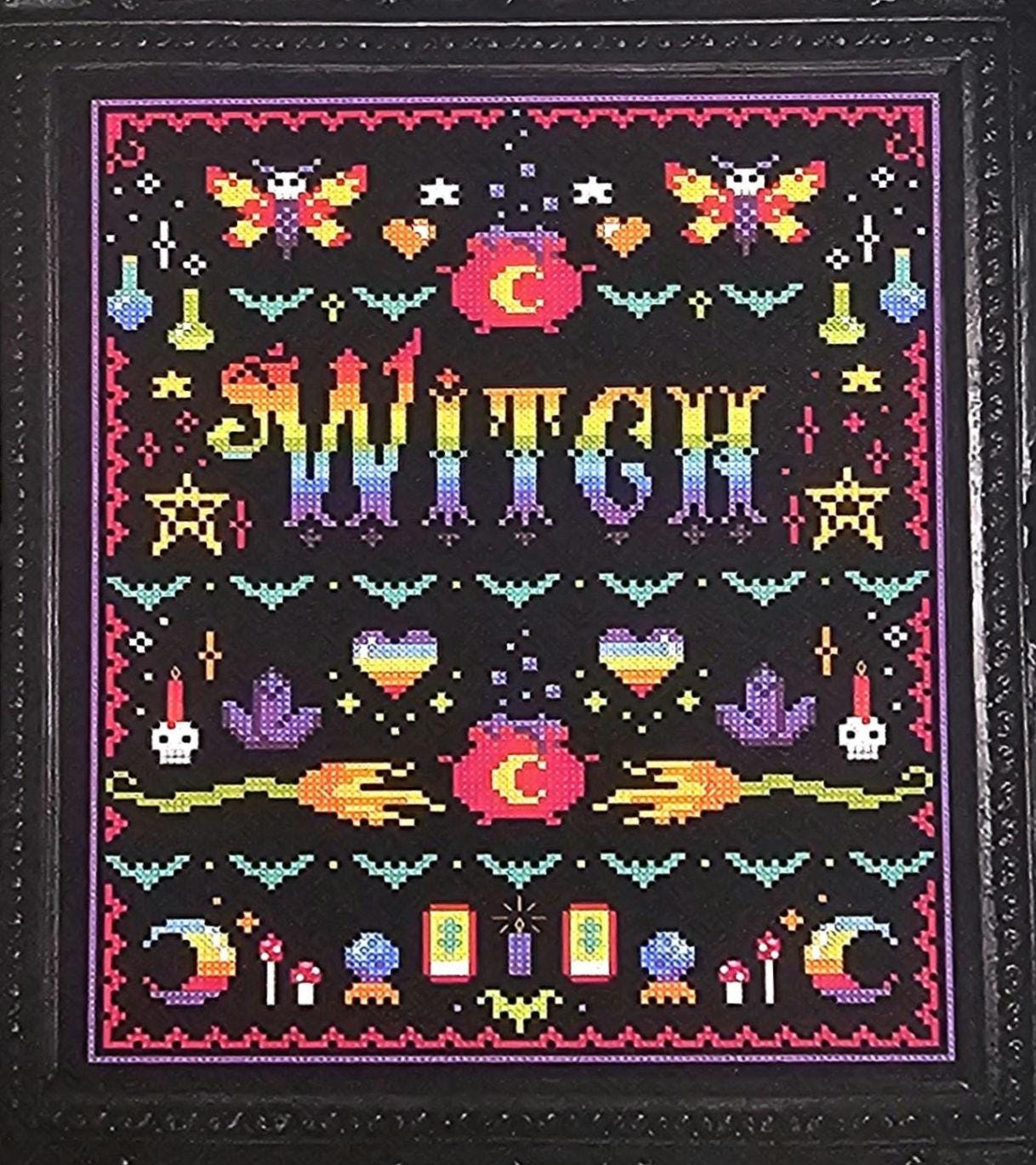 Neon Goth Witch Cross Stitch Pattern: The Witchy Stitcher