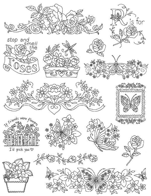 Aunt Marthas Embroidery Transfer Pattern - Flowers and Plants