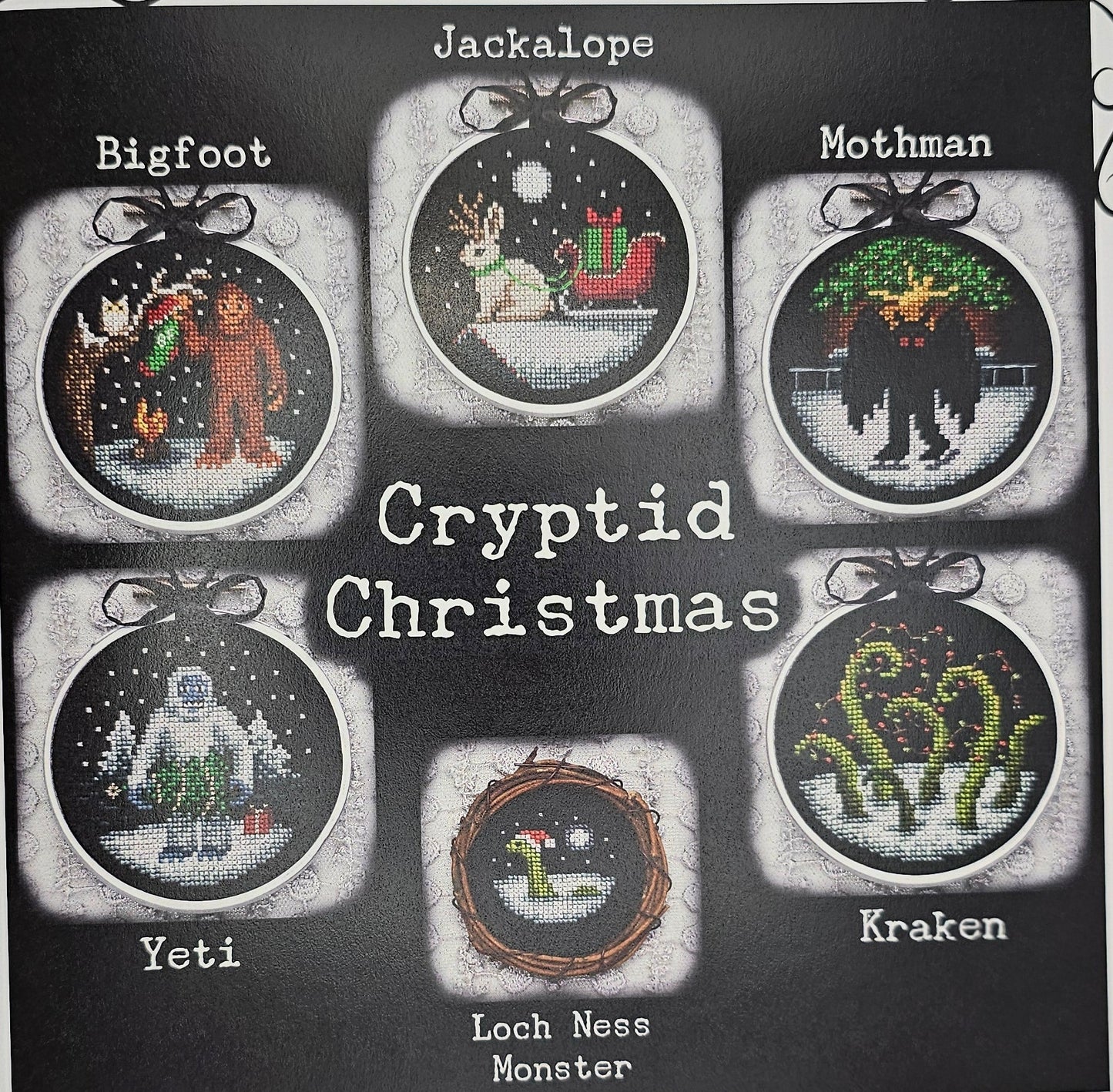 Cryptid Christmas Cross Stitch Pattern: Lola Crow
