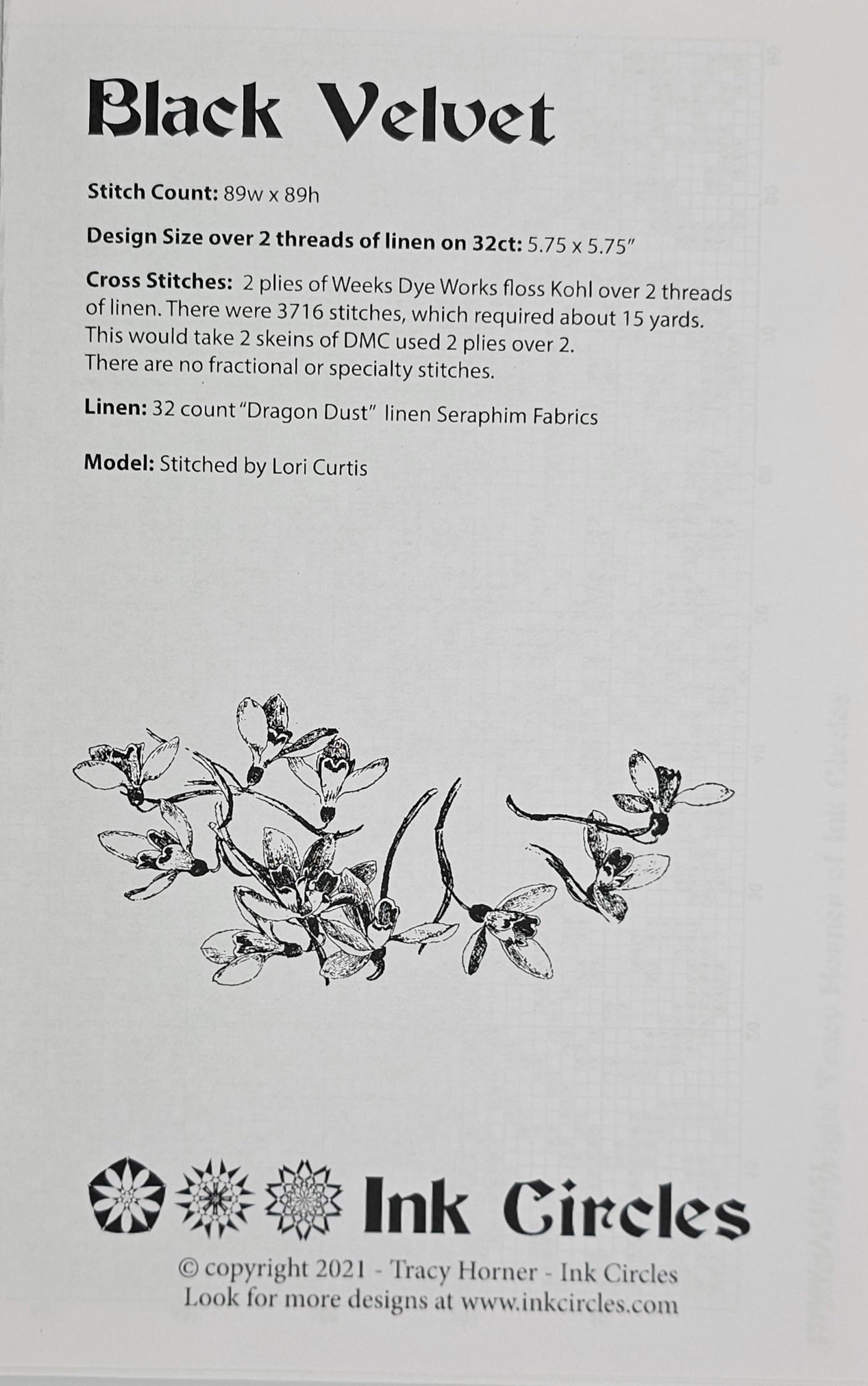 Black Velvet Cross Stitch Pattern