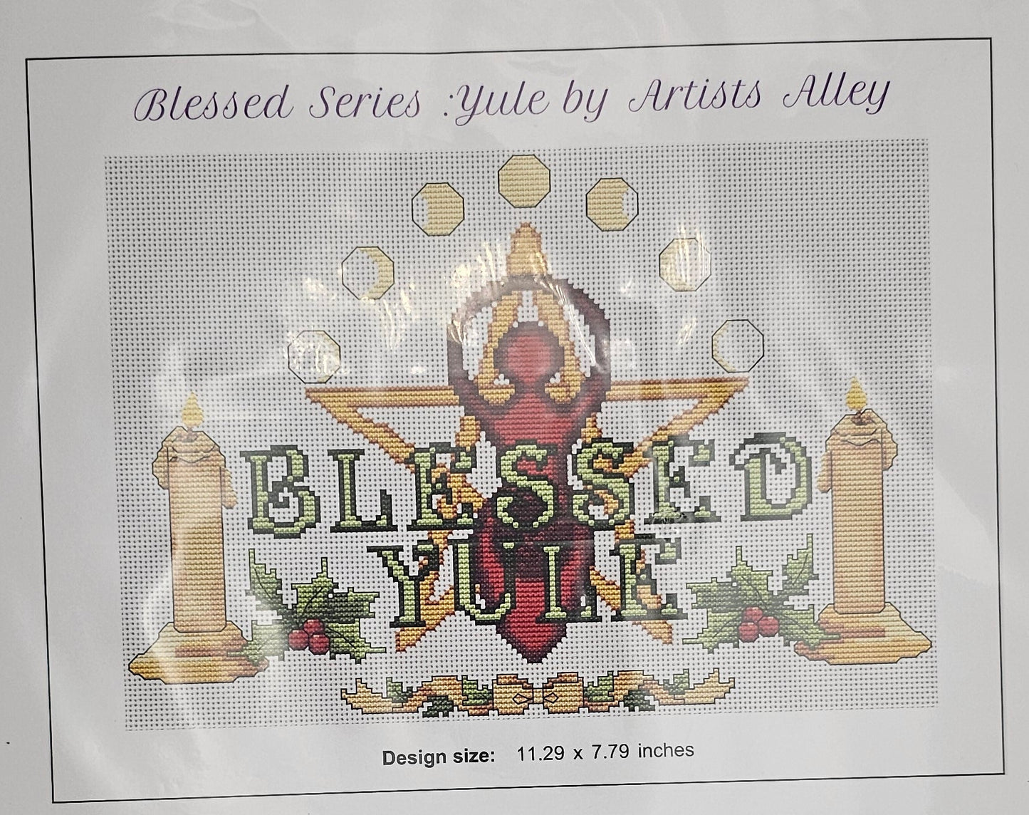 Blessed Yule Cross Stitch Pattern: Artists Alley
