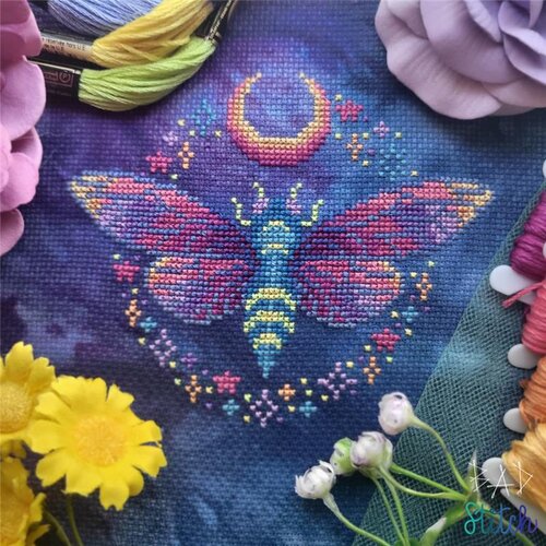 Neon Cicada Cross Stitch Pattern by BAD Stitch