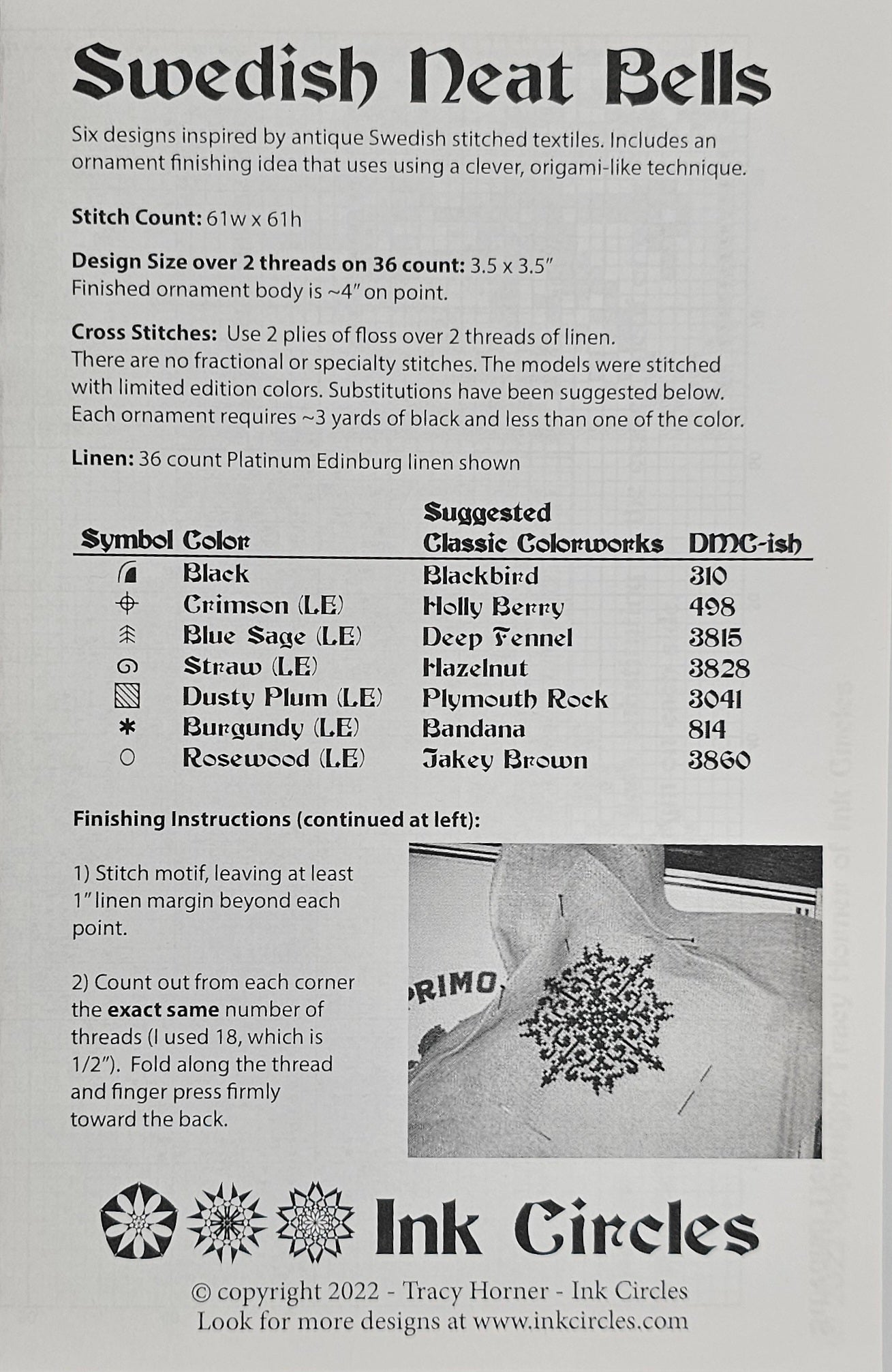 Swedish Neat Bells Cross Stitch Pattern