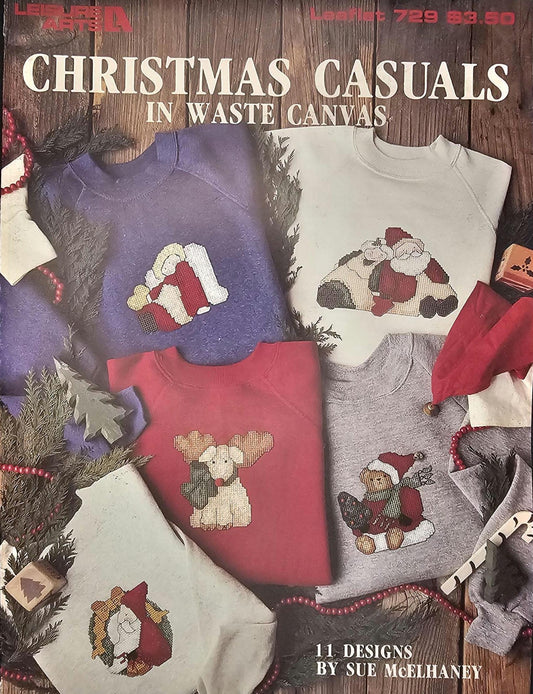 Christmas Casuals In Waste Canvas Vintage Cross Stitch Pattern