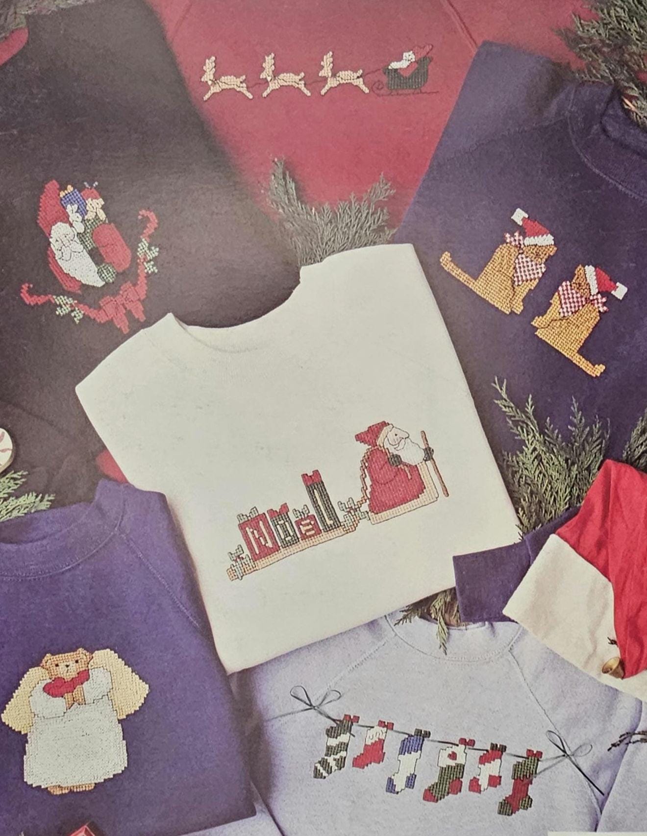 Christmas Casuals In Waste Canvas Vintage Cross Stitch Pattern