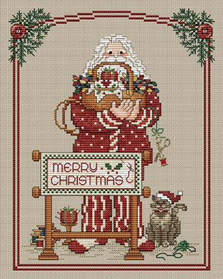 Stitching Santa Cross Stitch Pattern by Sue Hillis Designs