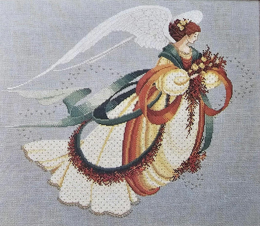 Autumn Angel Vintage Cross Stitch Pattern Lavender and Lace