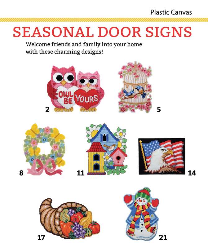 Seasonal Door Signs Plastic Canvas by Herrschner
