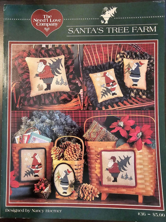 Santas Tree Farm Vintage Cross Stitch Pattern