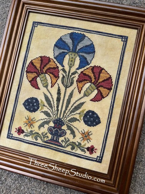 Blue Carnation Fraktur by Three Sheep Studio