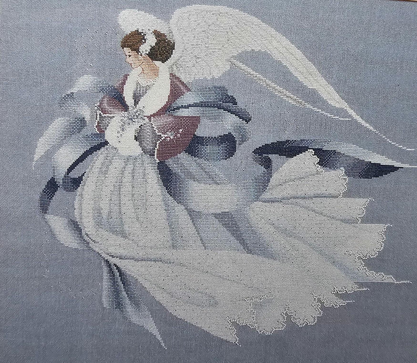 Angel of Winter Vintage Cross Stitch Pattern: Lavender and Lace