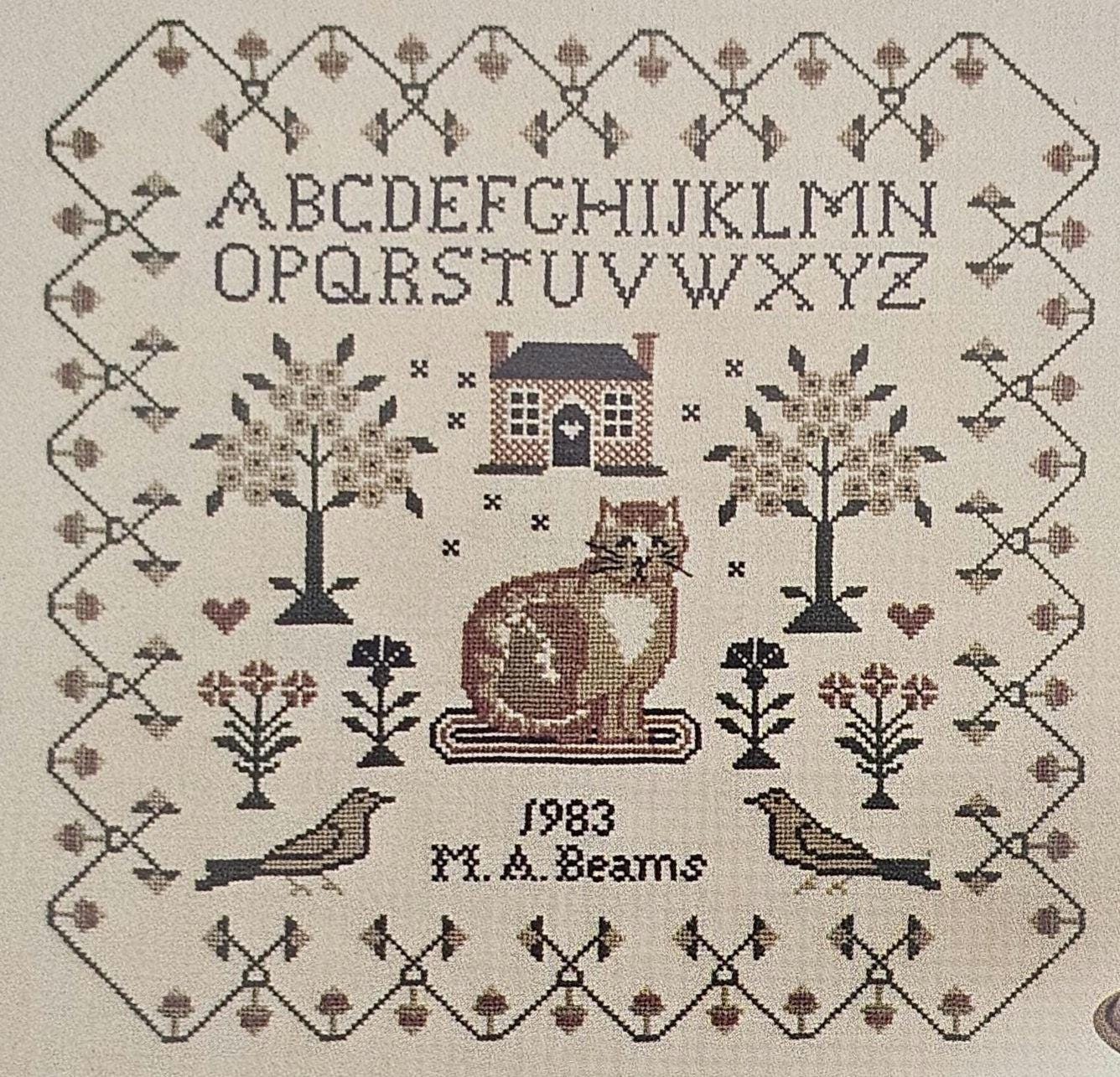 Ginger Kitty Vintage Cross Stitch Pattern