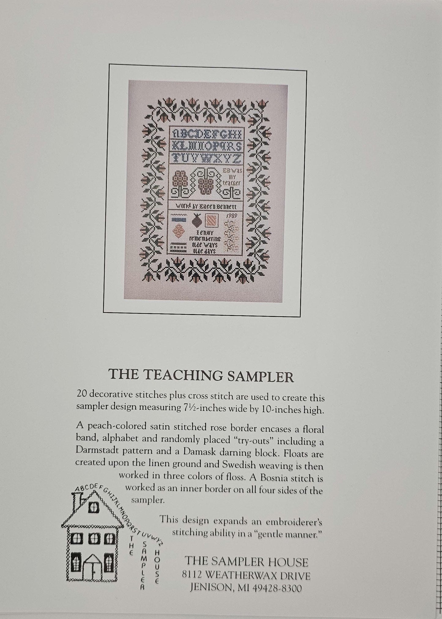 Teaching Sampler Vintage Cross Stitch Pattern