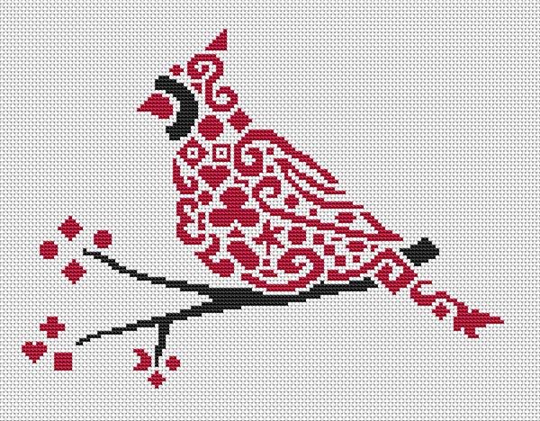 Tribal Cardinal by White Willow Stitching