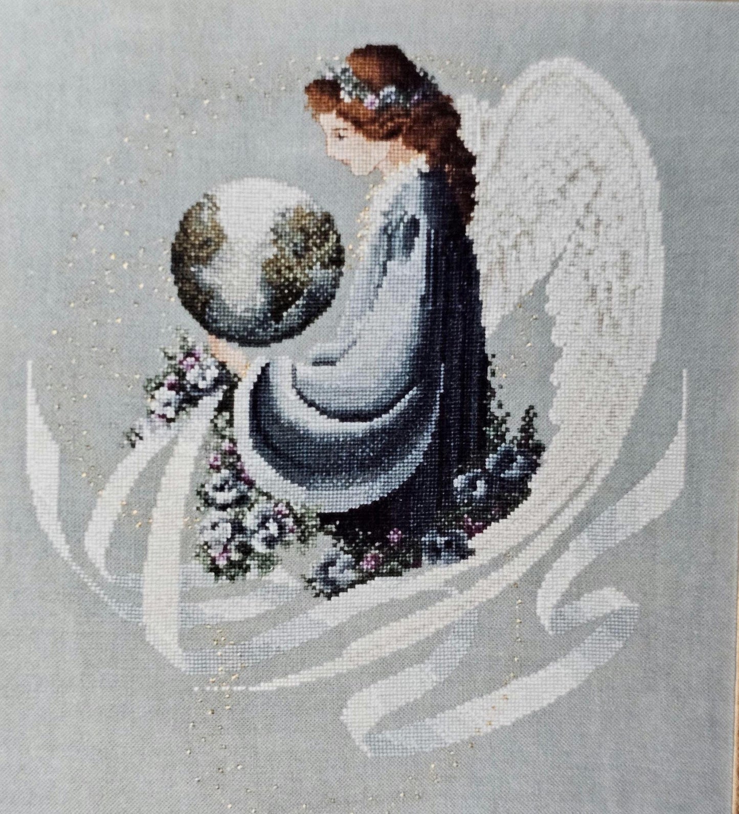 Earth Angel Vintage Cross Stitch Pattern: Lavender and Lace