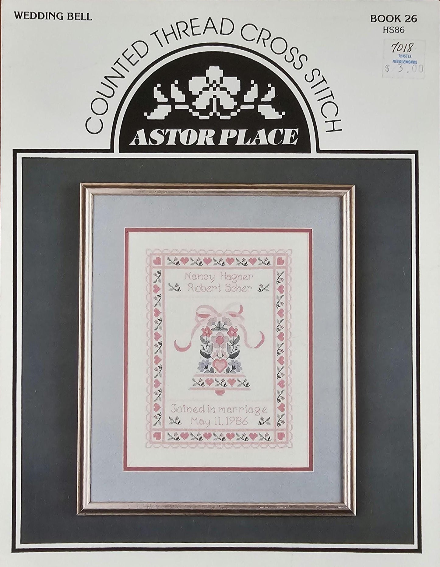 Wedding Bell Vintage Cross Stitch Pattern