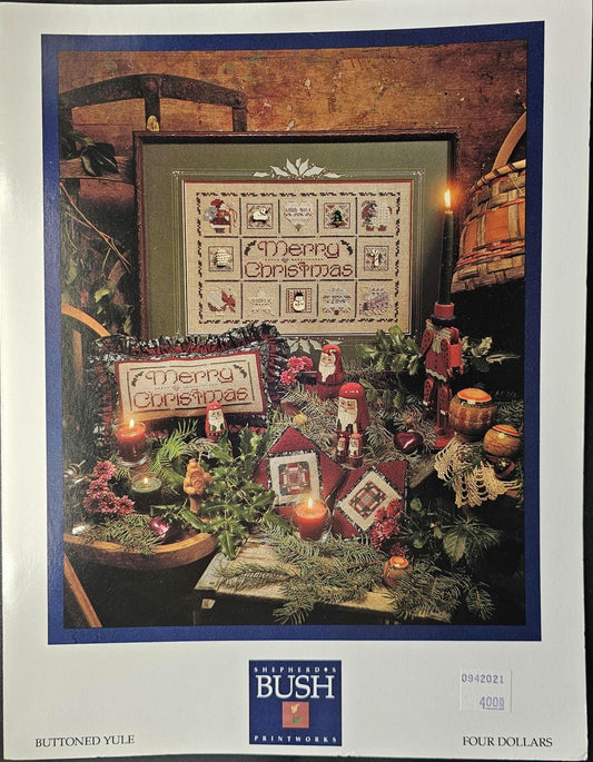 Buttoned Yule Vintage Cross Stitch Pattern