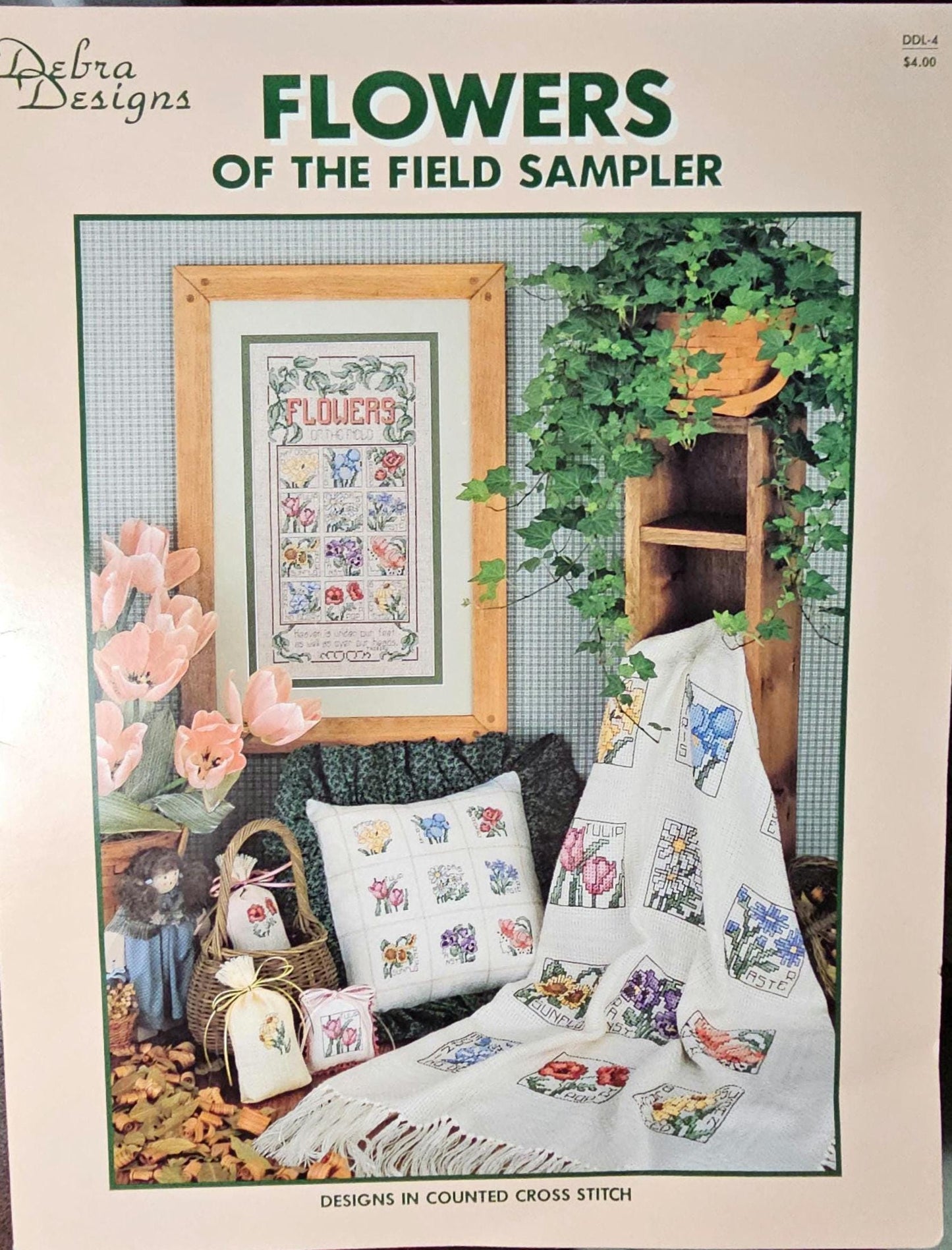 Flowers of The Field Sampler Vintage Cross Stitch Pattern