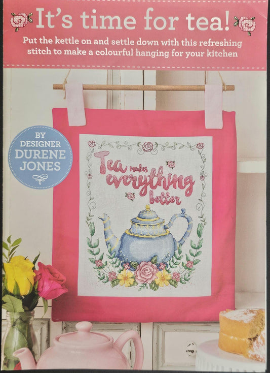 It's Time For Tea Vintage Cross Stitch Pattern