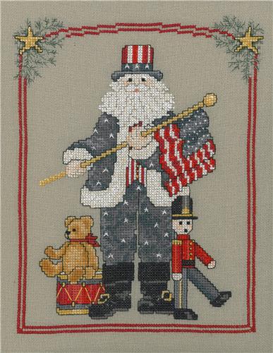 Patriotic Santa Cross Stitch Pattern Americana Santa Cross Stitch