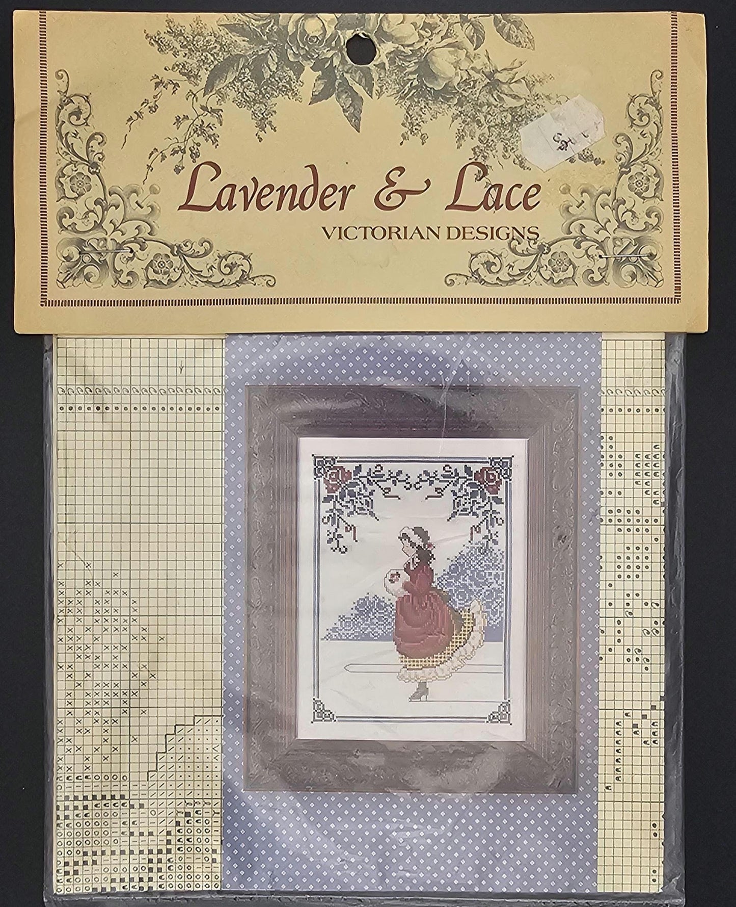 Lavender and Lace Winter Rose Vintage Cross Stitch Pattern