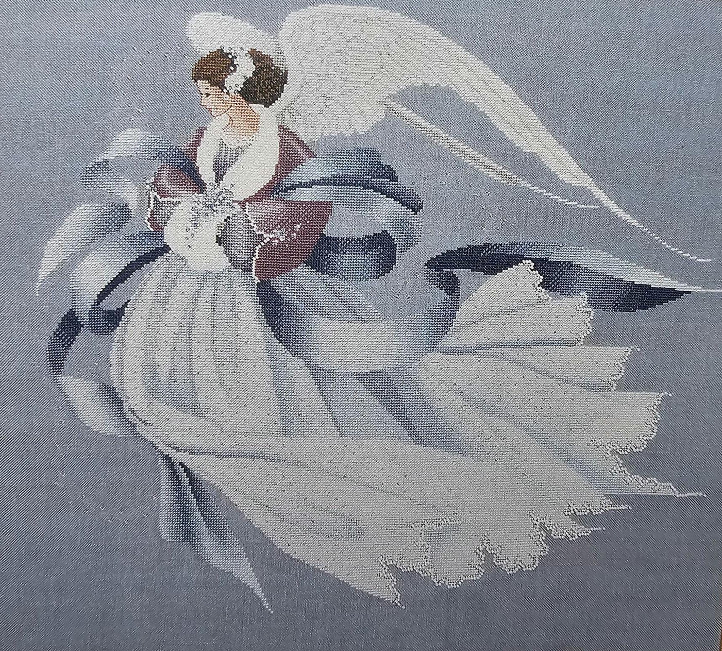 Angel of Winter Vintage Cross Stitch Pattern: Lavender and Lace