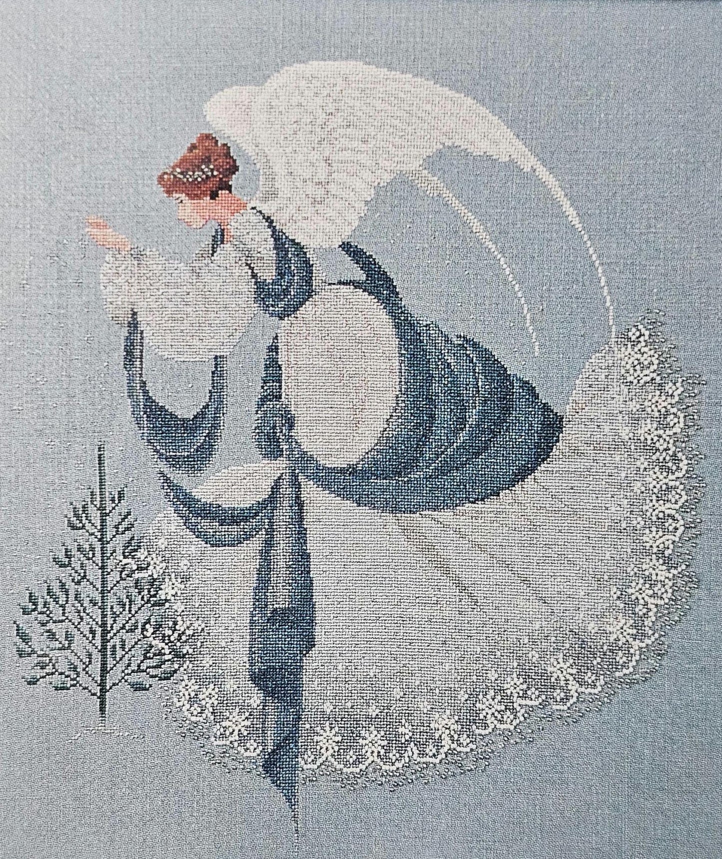Ice Angel Vintage Cross Stitch Pattern: Lavender and Lace