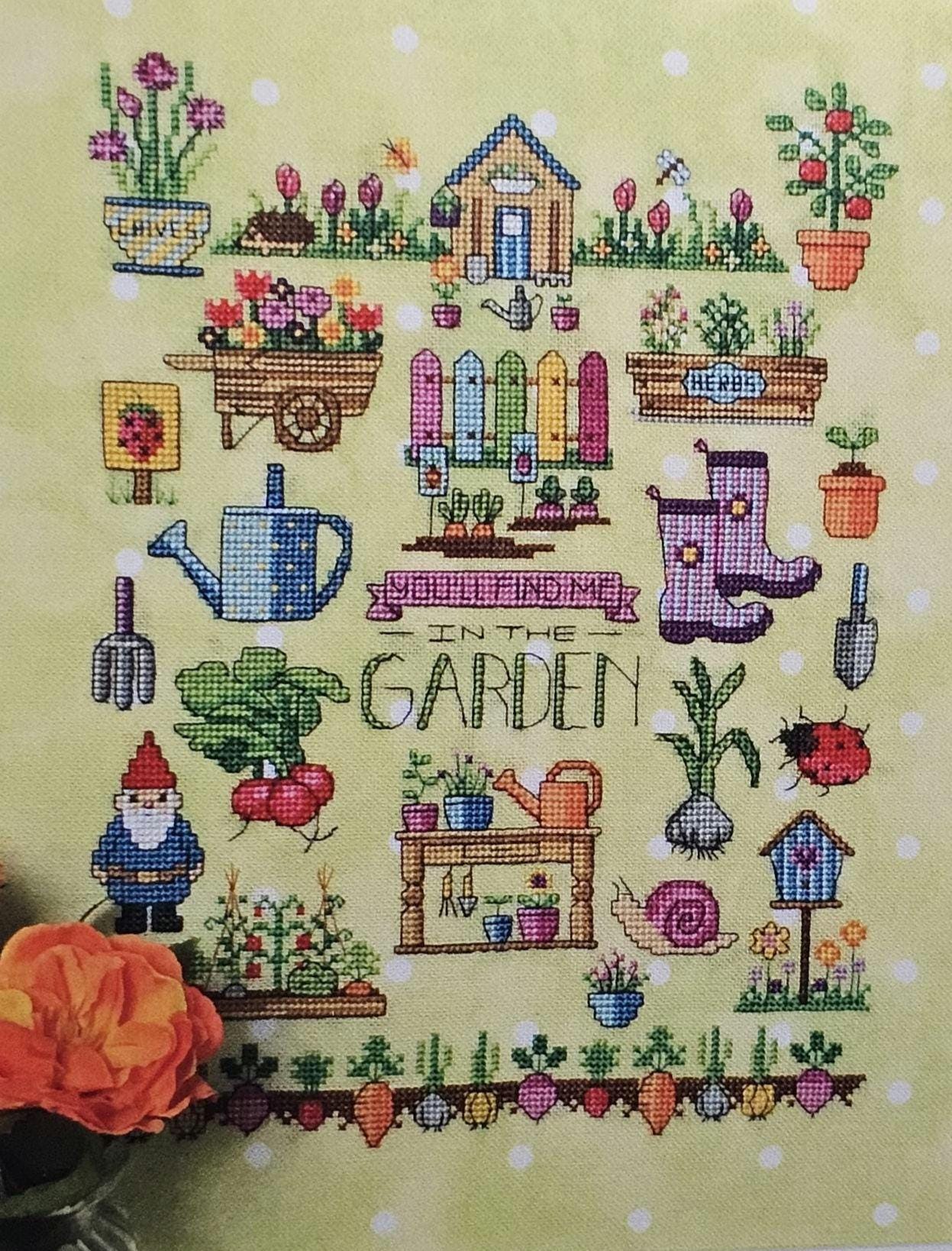 Spring Garden Motifs Cross Stitch Pattern: Tiny Modernest