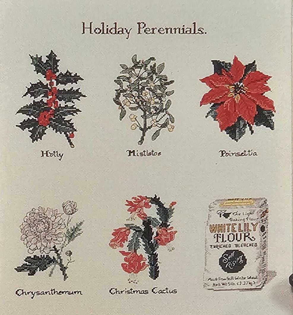 Holiday Perennials Vintage Cross Stitch Pattern