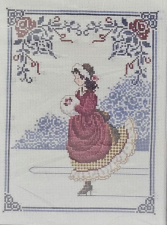 Lavender and Lace Winter Rose Vintage Cross Stitch Pattern