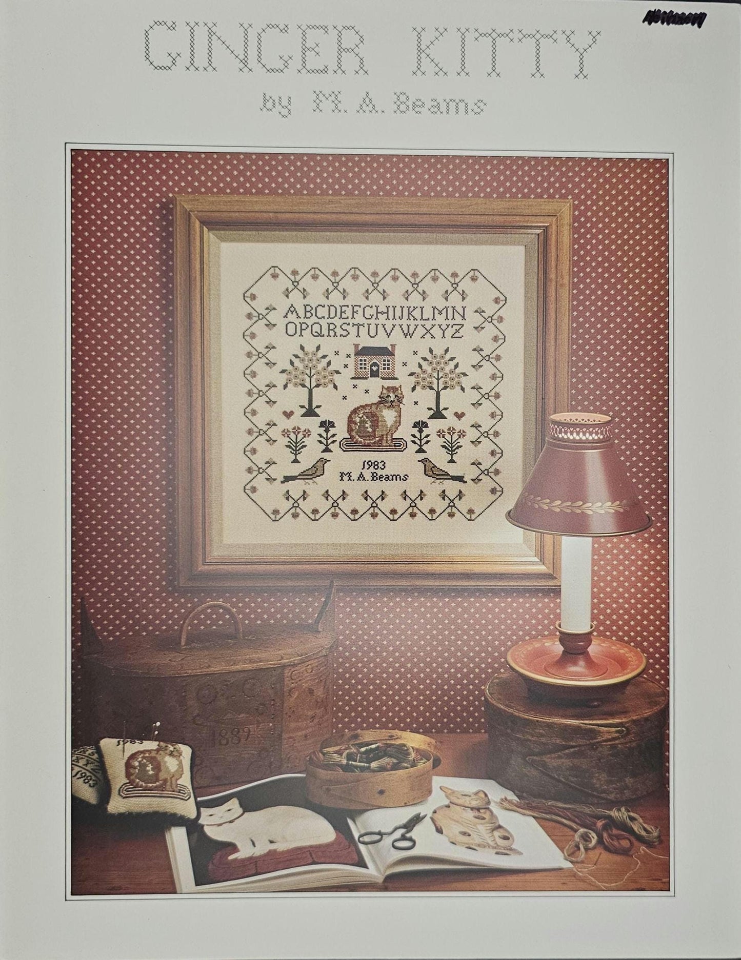 Ginger Kitty Vintage Cross Stitch Pattern