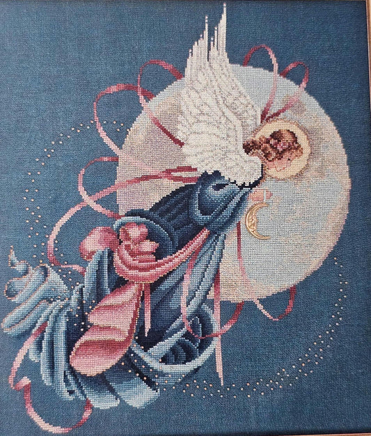 Blue Moon Angel Vintage Cross Stitch Pattern: Lavender and Lace