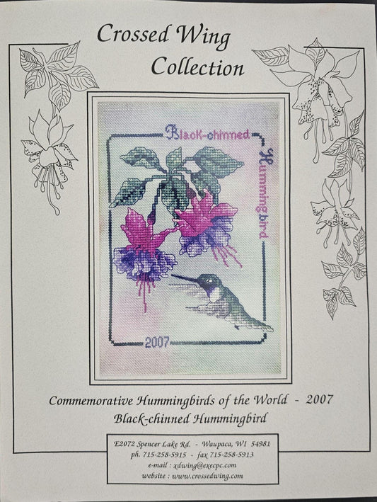 Black Chinned Hummingbird Vintage Cross Stitch Pattern