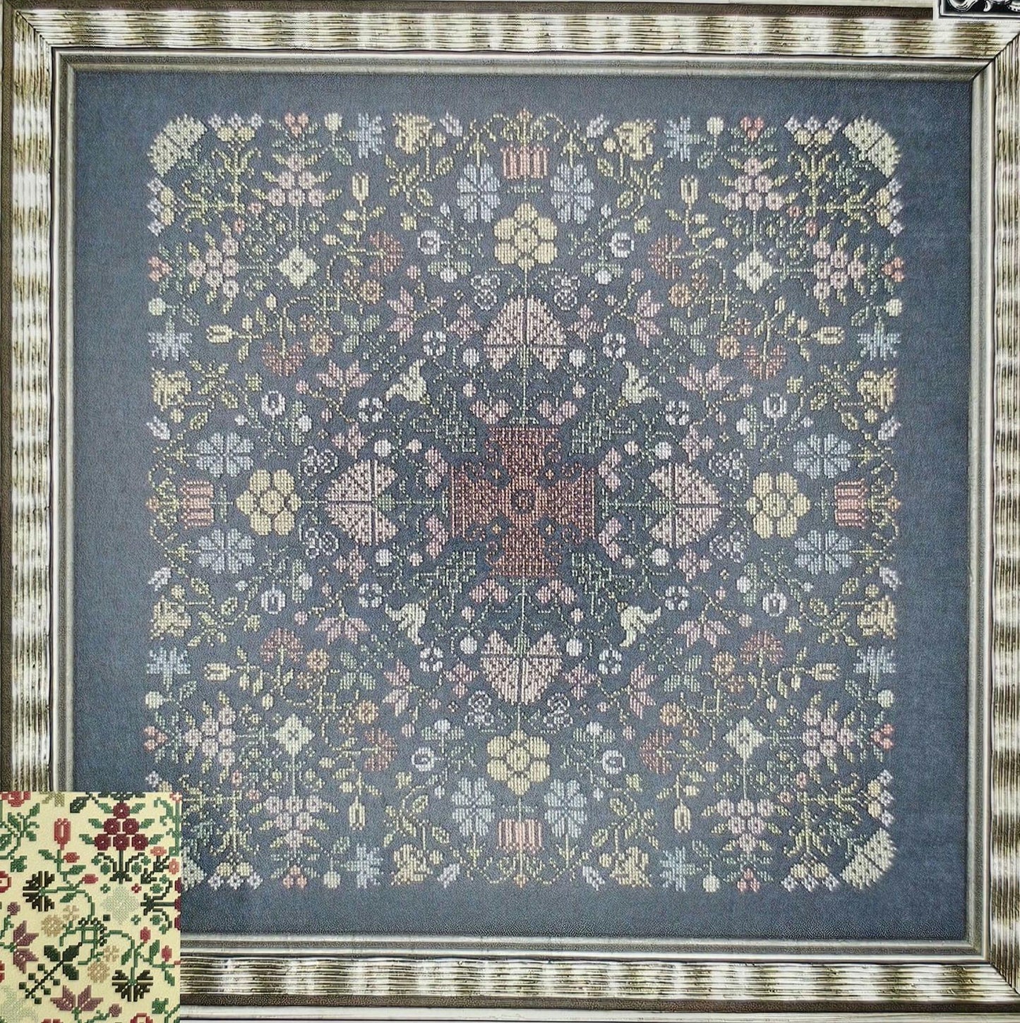 Quaker Floral Puzzle Vintage Cross Stitch Pattern: Ink Circles