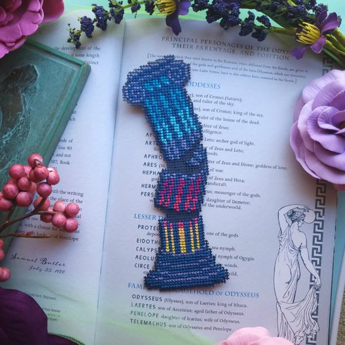 Greek Pillar Bookmark by BAD Stitch
