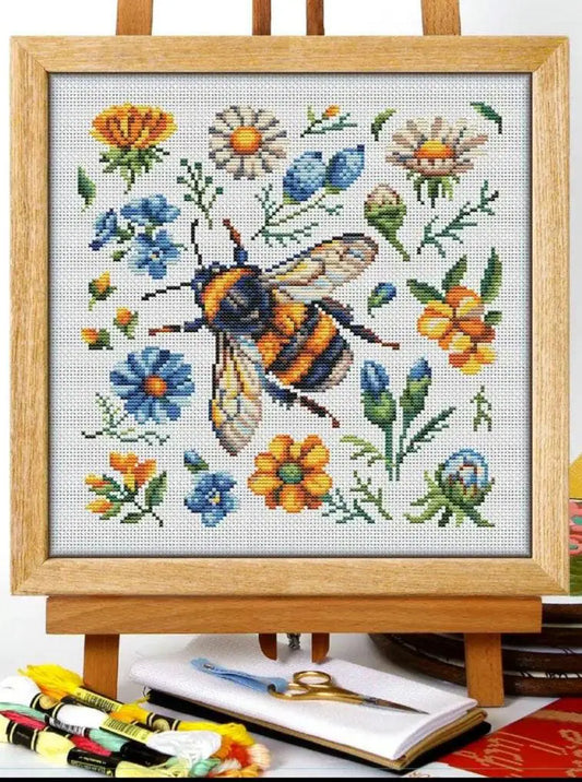 BumbleBee Among Flowers by Awesome Pattern Studio