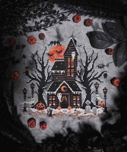 Frosted Pumpkin Cottage by Witchy Stitcher