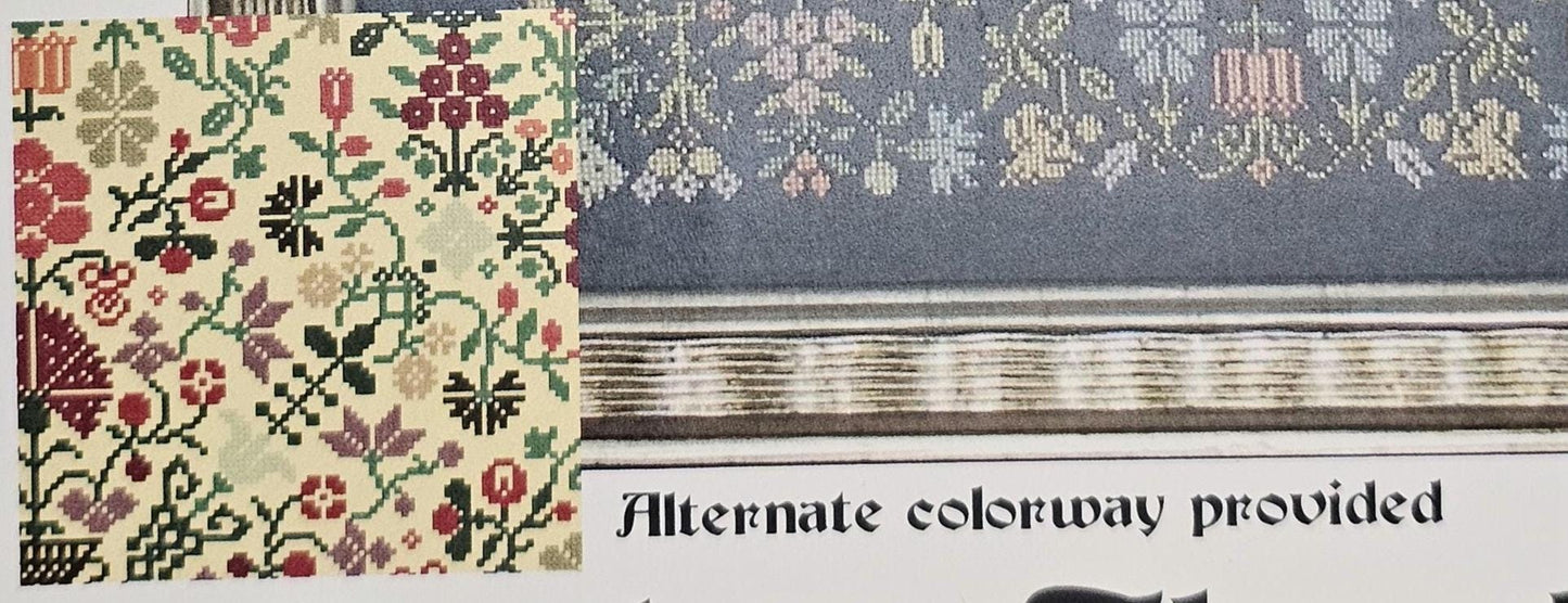 Quaker Floral Puzzle Vintage Cross Stitch Pattern: Ink Circles