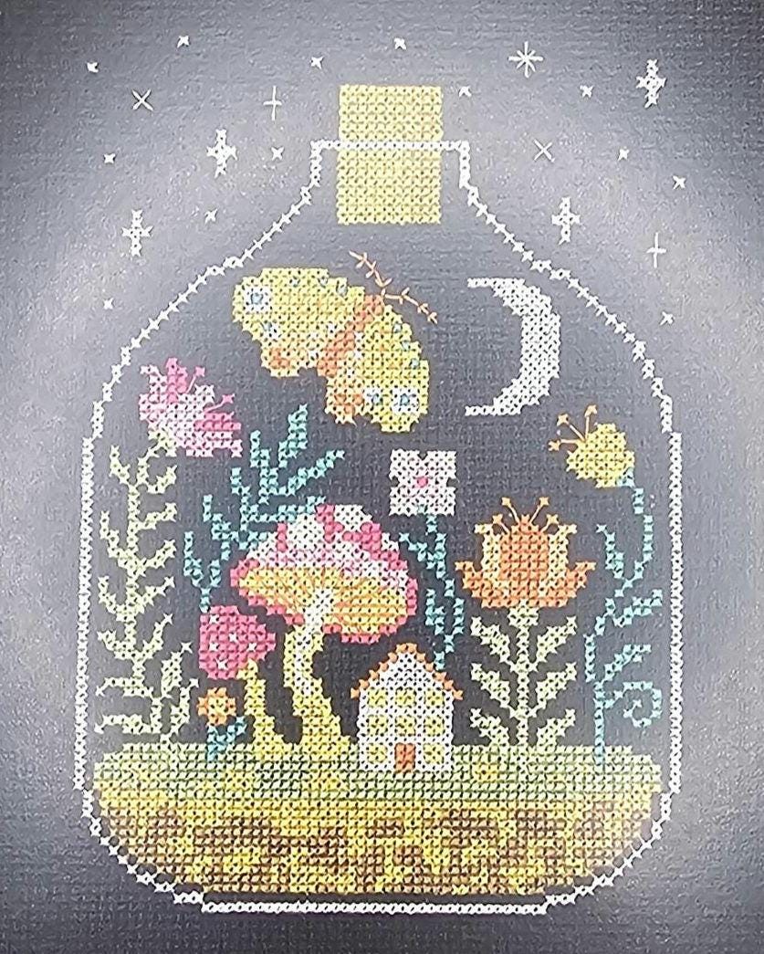 Night Terrarium Cross Stitch Pattern: Tiny Modernest