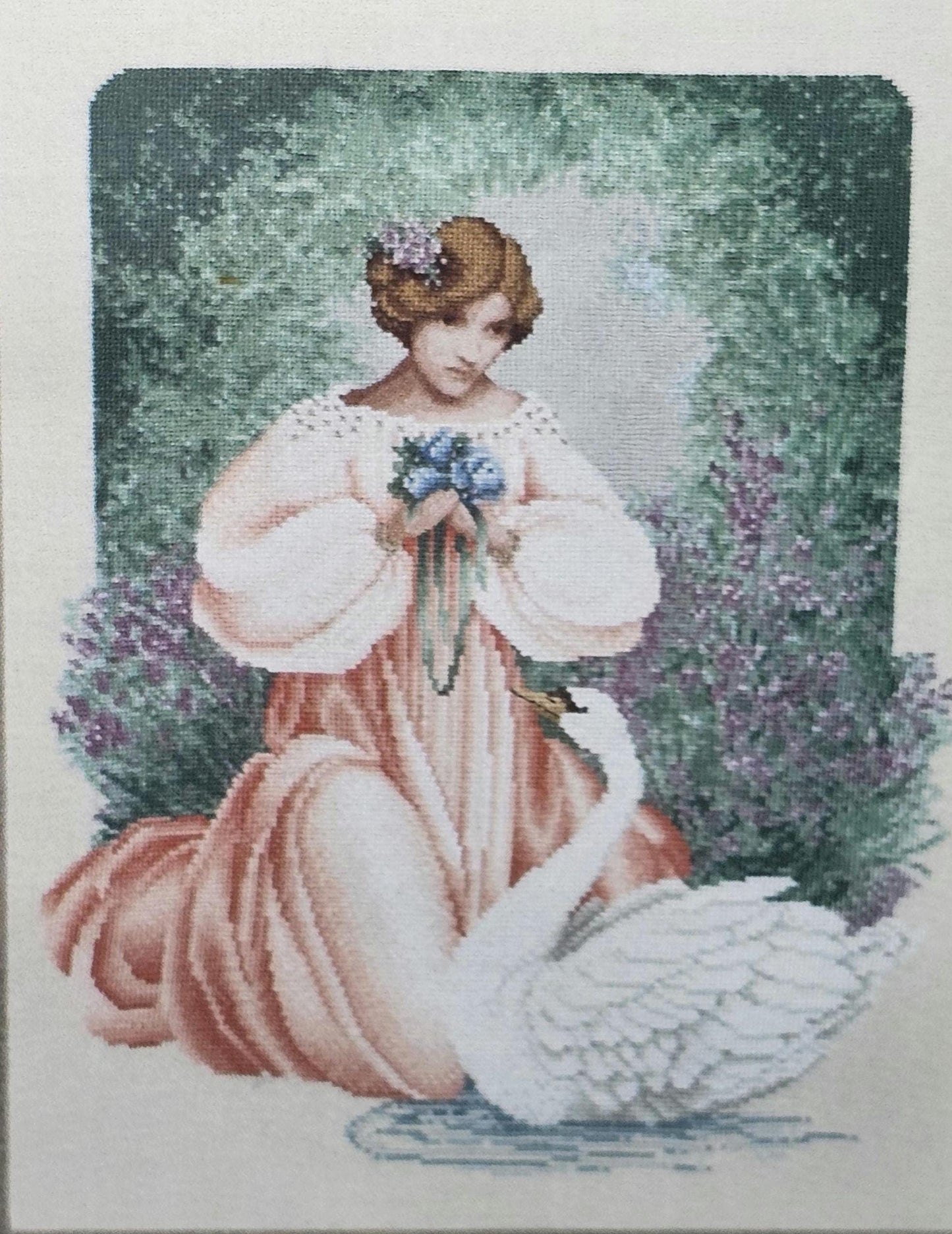 Lady Claire Vintage Cross Stitch Pattern: Lavender and Lace