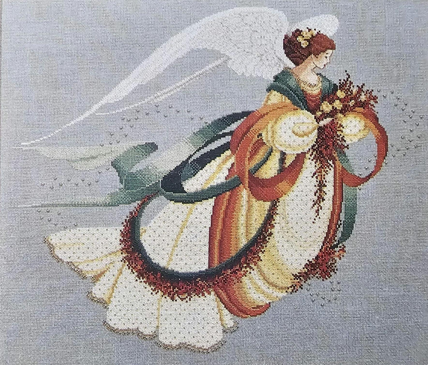 Autumn Angel Vintage Cross Stitch Pattern Lavender and Lace