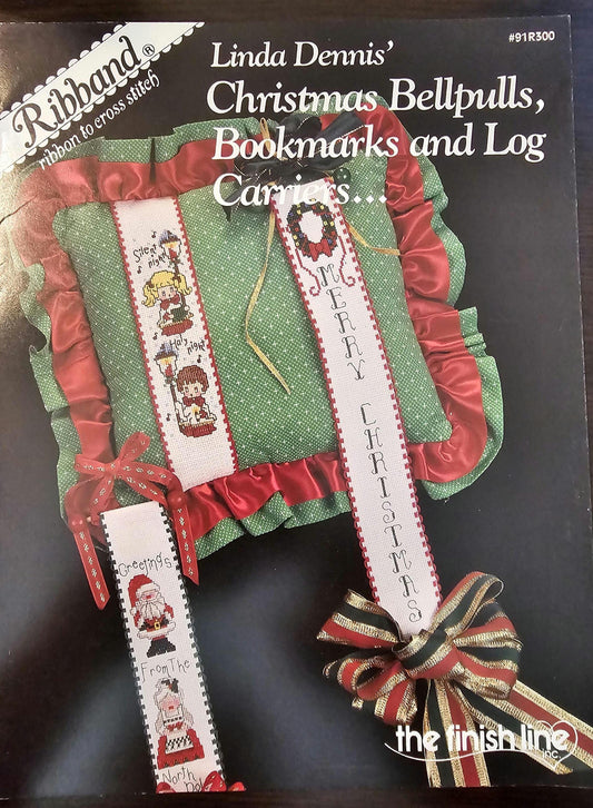 Christmas Bellpulls, Bookmarks, and Log Carriers Vintage Cross Stitch Pattern