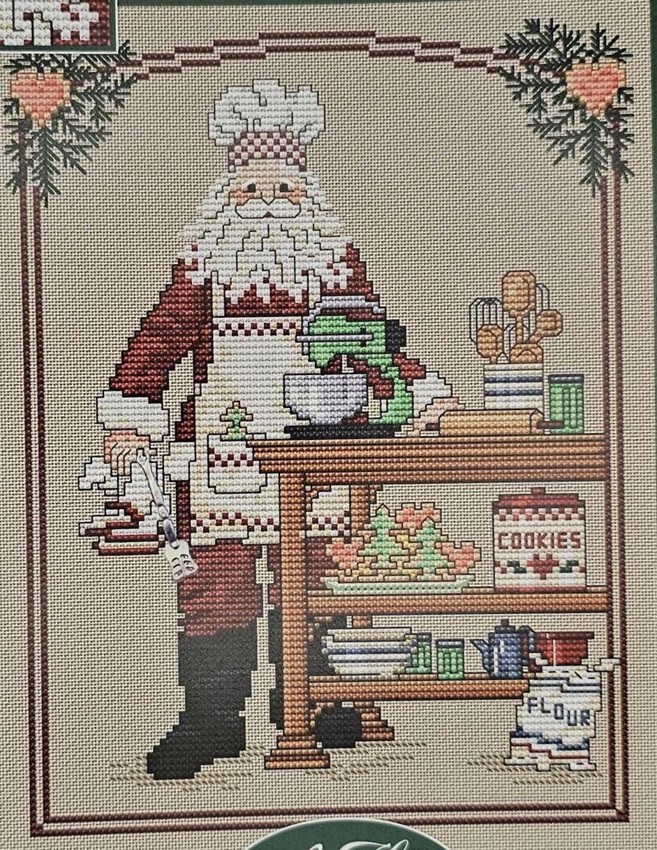 Cookie Santa Cross Stitch Pattern Santas Kitchen Cross Stitch