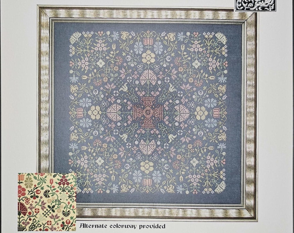 Quaker Floral Cross Stitch Pattern: Ink Circles Puzzle