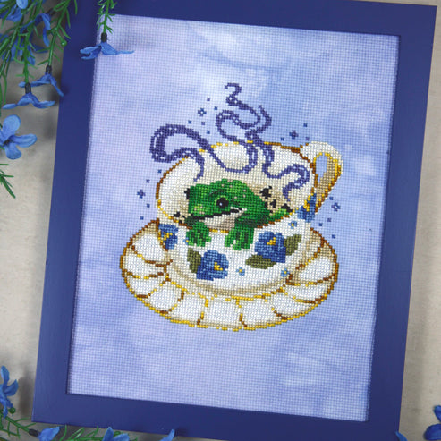 Tea Reading Frog by The Stitch Crypt
