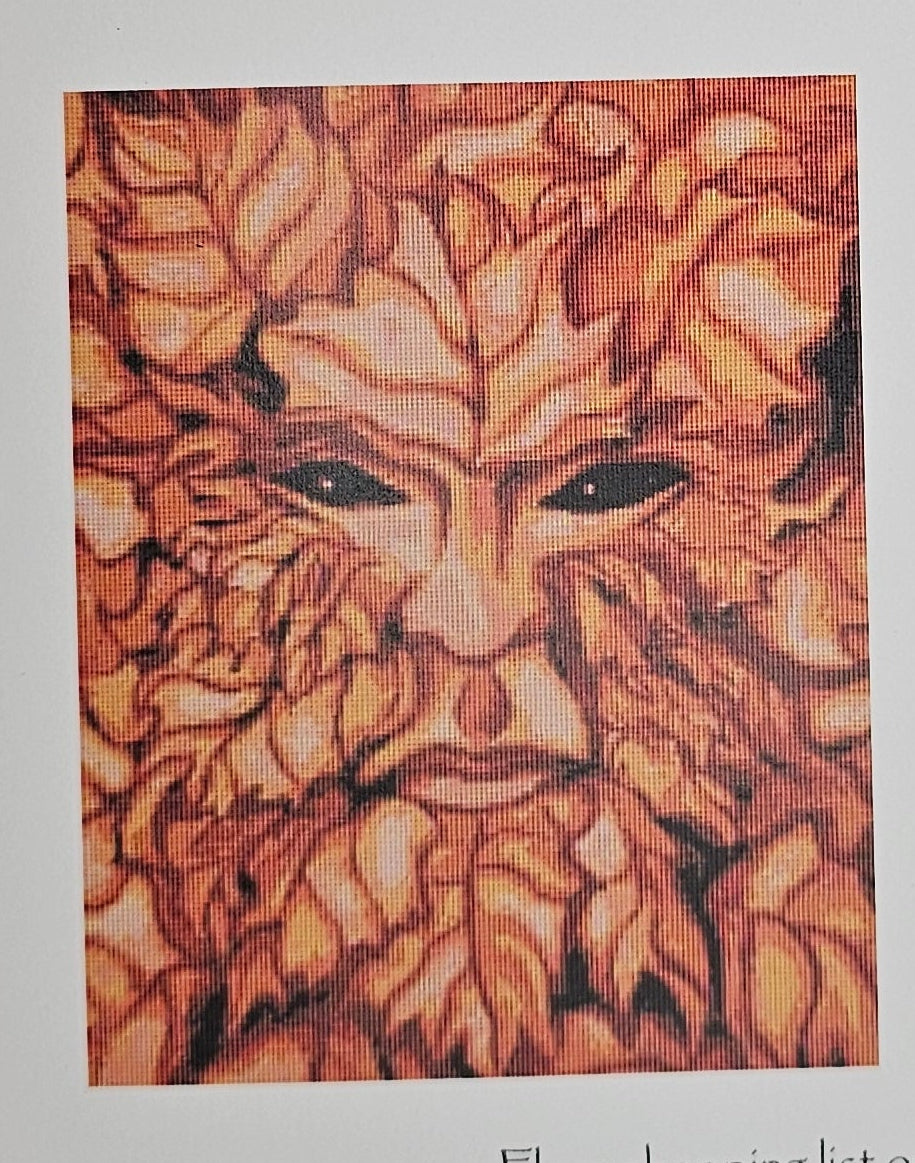 Autumn Greenman: White Willow Stitching