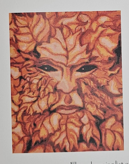 Autumn Greenman: White Willow Stitching